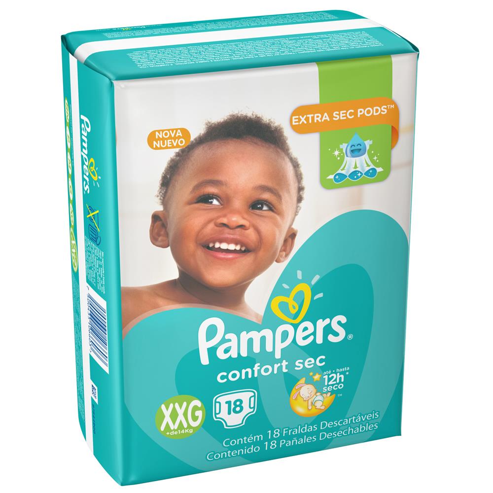 Fralda Pampers Confort Sec Pacotao XXG 18 unidades