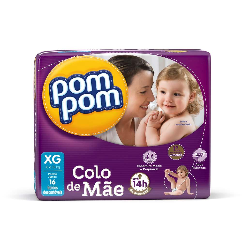 Fralda PomPom Colo de Mae XG 16 unidades