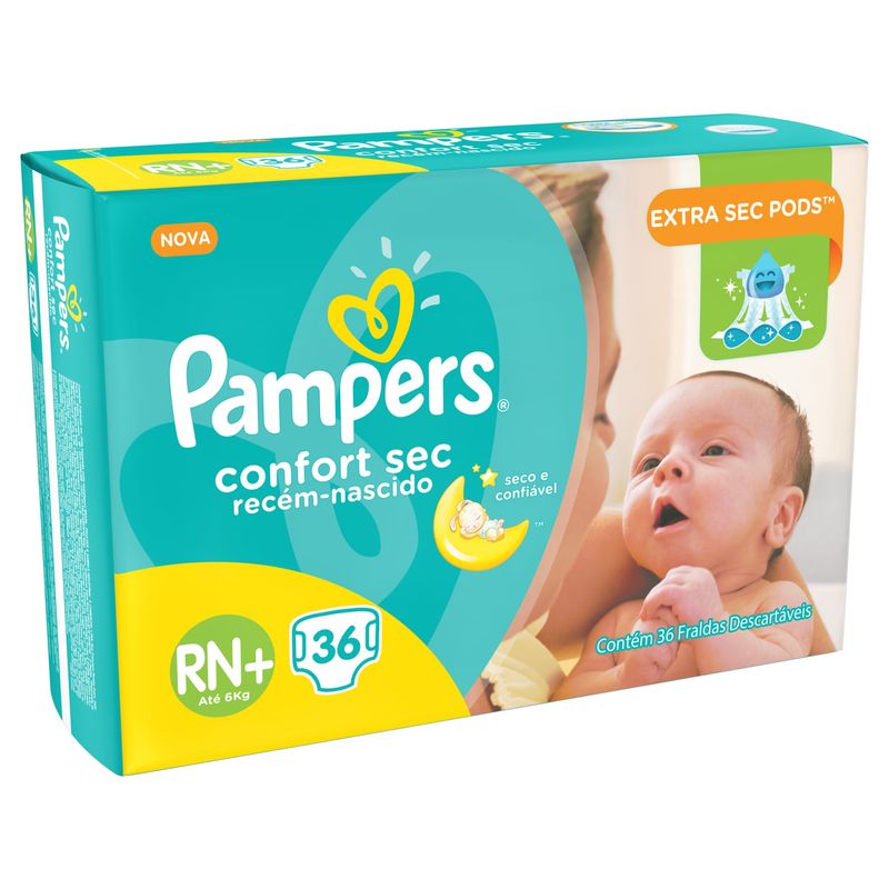 Fralda Pampers Confort Sec Recem Nascido 36 Unidades