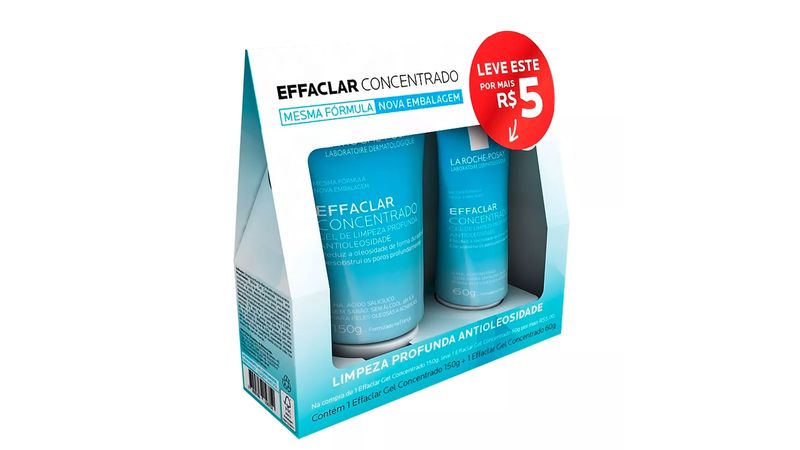 Kit-Effaclar-Gel-Concentrado-de-Limpeza-Profunda-Antioleosidade-La-Roche-Posay-150g---Effaclar-Gel-Concentrado-60g