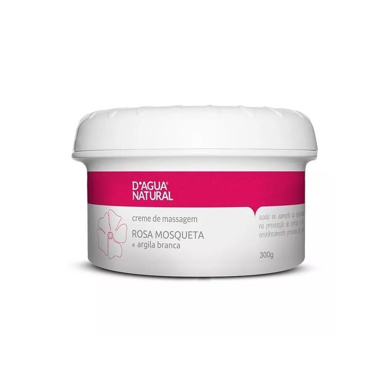 Creme de Massagem Rosa Mosqueta e Argila Branca D'Agua Natural