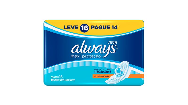absorvente-always-maxi-protecao-cobertura-seca-abas-leve-16-pague-14-unidades