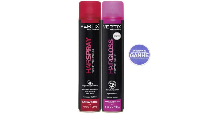 Kit-Hair-Spray-Vertix-Fixador-de-Cabelo-Extraforte--Gratis-Hair-Gloss-Spray-de-Brilho-400ml