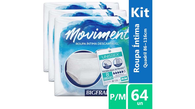 Kit-Roupa-Intima-Descartavel-Bigfral-Moviment-P-M-64-unidades-