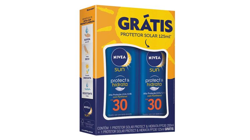 protetor-solar-nivea-sun-protect-hidrata-fps-30-200ml-gratis-protetor-solar-nivea-sun-protect-hidrata-fps-30-125ml