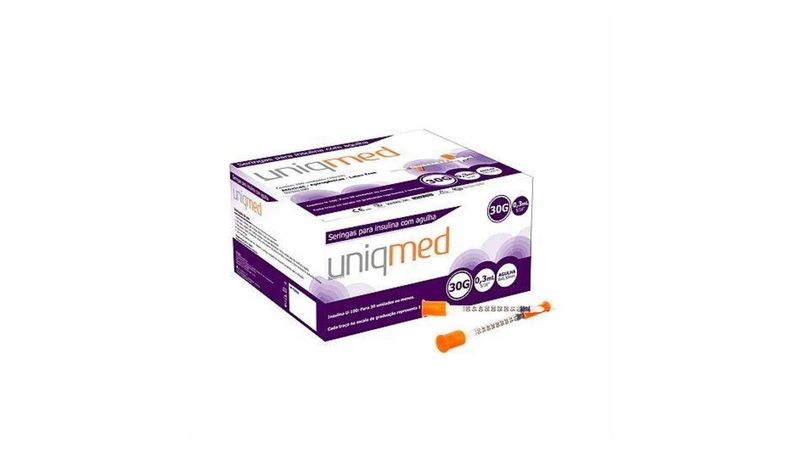 Caixa-Seringas-para-Insulina-com-Agulha-Uniqmed-30G-03ml--8x030mm--100-Unidades-