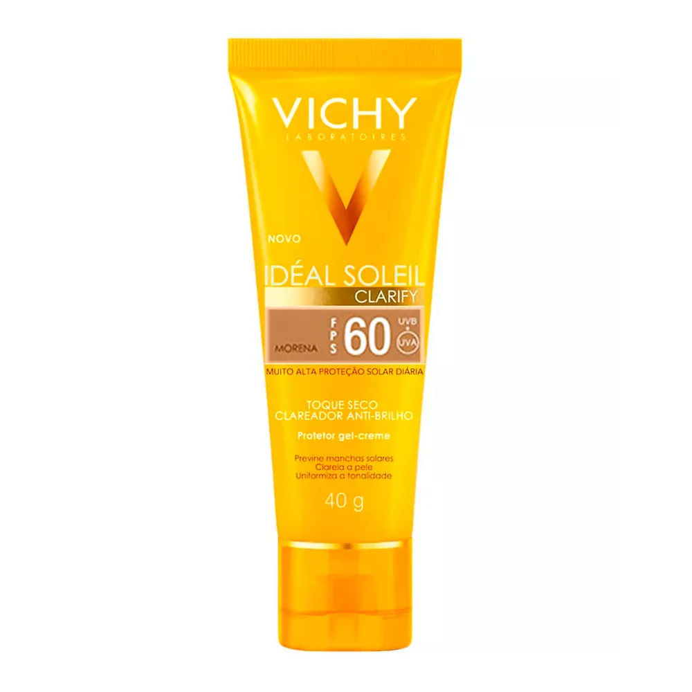 Protetor Solar Ideal Soleil Clarify Morena FPS 60 Gel Creme Com