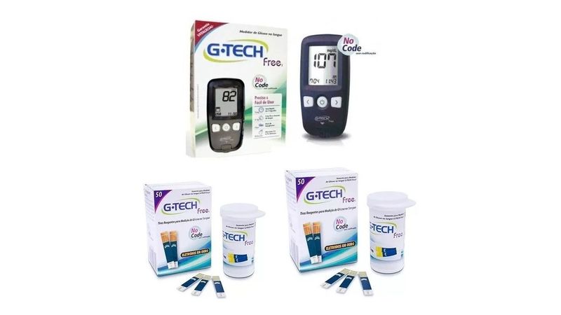 Kit-para-Controle-de-Glicemia-G-Tech-Free---110-Tiras-para-Teste