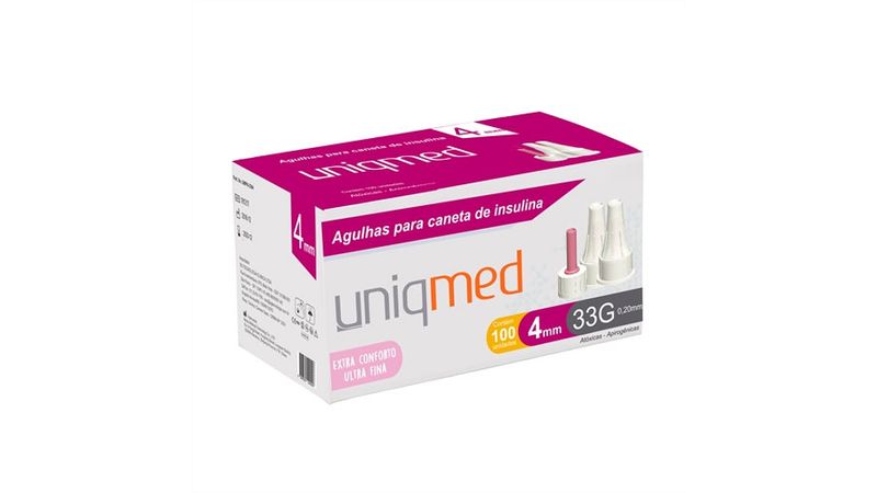 Agulha-para-Caneta-de-Insulina-Uniqmed-33G-4mm-com-100-Unidades