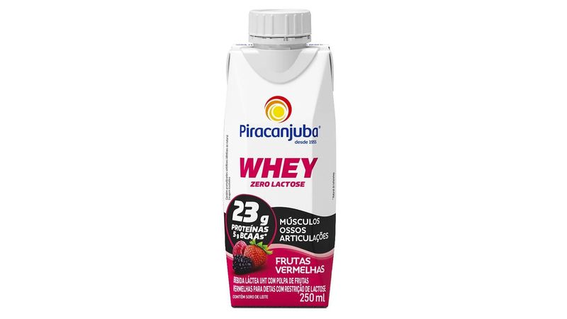 Bebida Láctea Piracanjuba Whey Zero Lactose Sabor Frutas Vermelhas 250ml