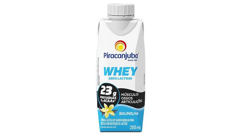 Bebida Láctea Piracanjuba Whey Zero Lactose Sabor Baunilha 250ml