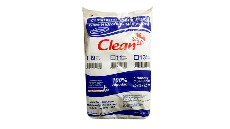 Compressas-Gaze-11-Fios-Clean-75-X-75cm