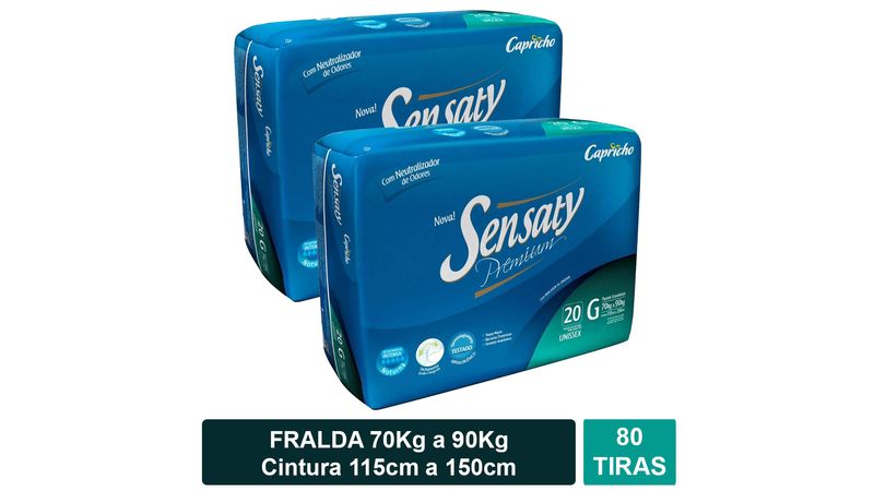 Kit-Fralda-Geriatrica-Sensaty-Premium-G-com-4-pacotes-ou-80-tiras