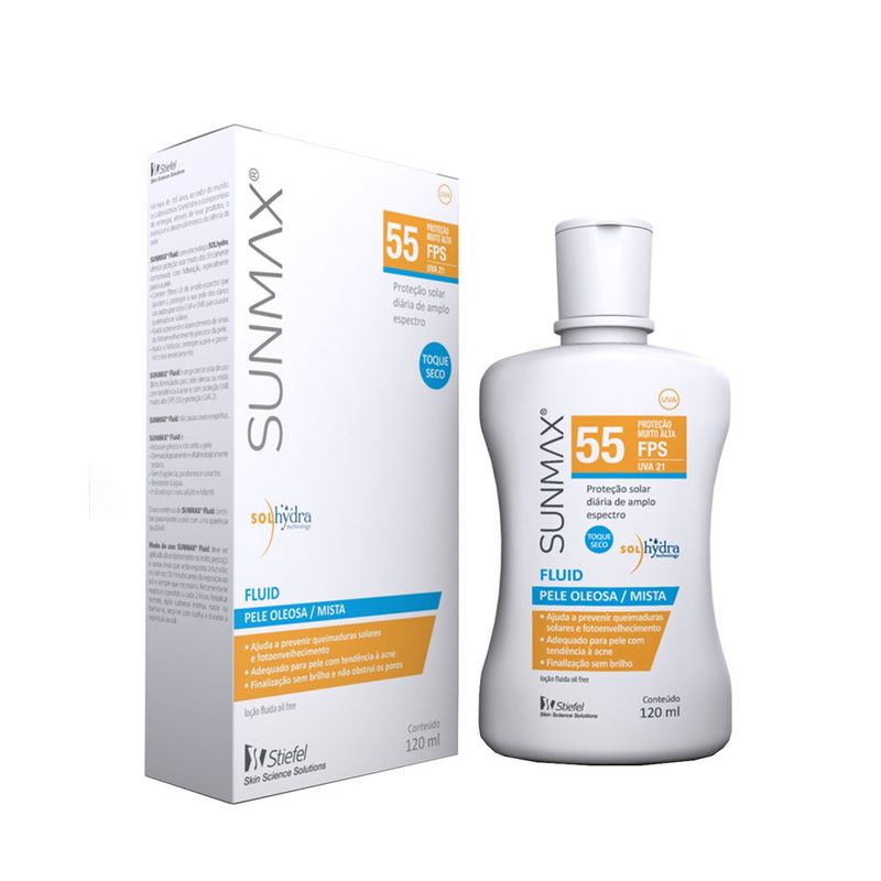 Protetor Solar Sunmax Fluid Pele Oleosa e Mista FPS 55 Locao