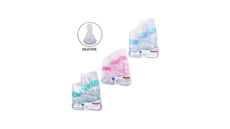 mamadeira-mamita-premium-com-bico-de-silicone-3-pecas-80ml-150ml-240ml-cores-sortidas