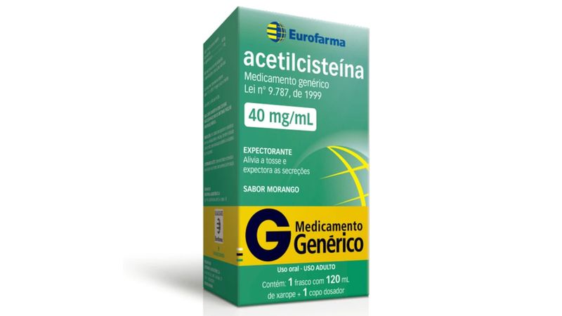 Acetilcisteina-Xarope-40mg-Sabor-Morango-120ml-Eurofarma-Generico