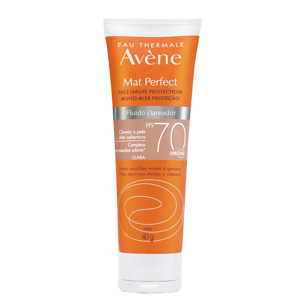 Protetor Solar Facial Avéne Mat Perfect Fluido clareador Média FPS 70 40g