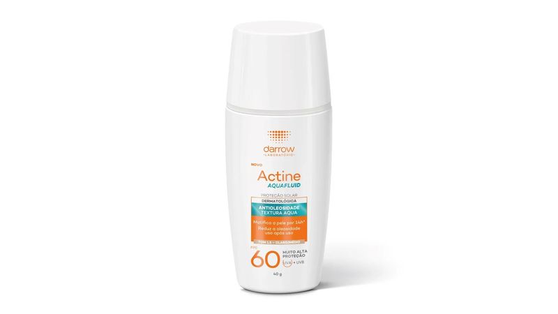 Protetor-solar-facial-Actine-Aquafluid-FPS-60-cor-claro-medio-40g