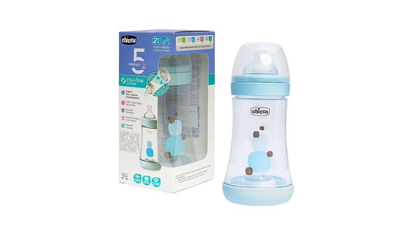Mamadeira-Chicco-Perfect-5-Fluxo-Medio-2m--Azul-240ml