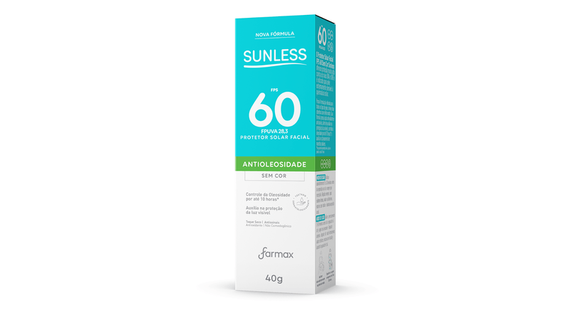 Protetor-solar-facial-Sunless-FPS60-antioleosidade-sem-cor-40g