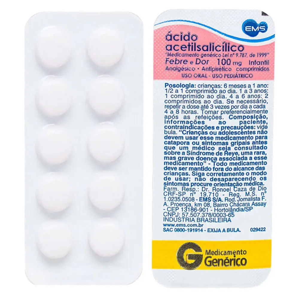 Ácido Acetilsalicílico 100mg Genérico Anticoagulante E Analgésico Compre Pelo Melhor Preço Na