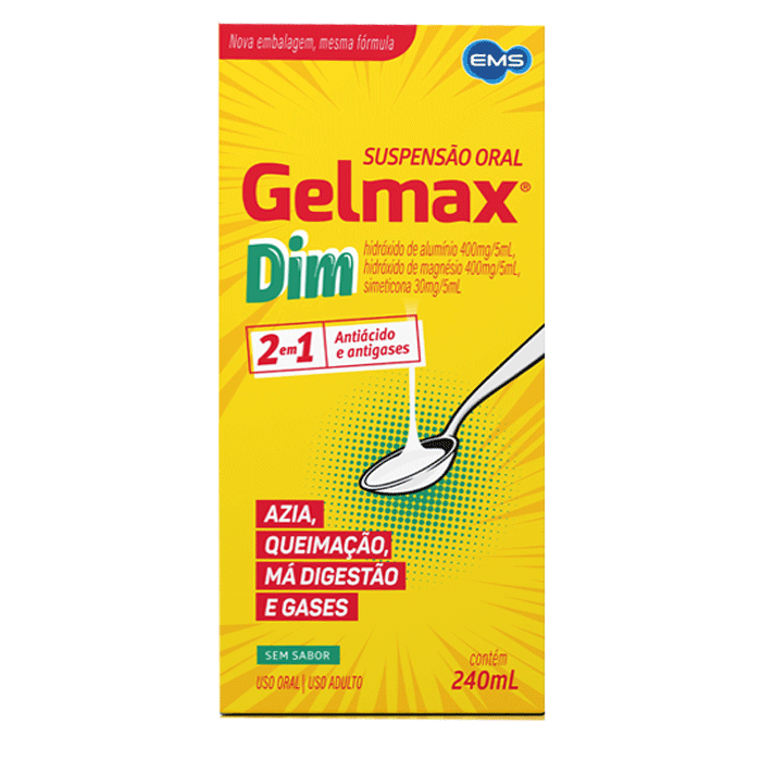 Gelmax Dim Suspensão Oral 240ml - Alívio Rápido da Azia
