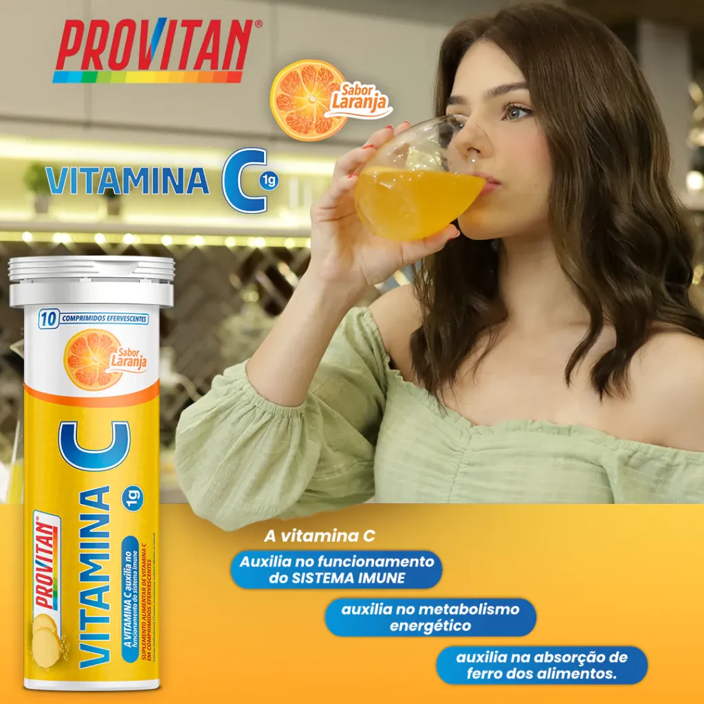Vitamina C Provitan Efervescente 1 g | 10 Comp – Imunidade