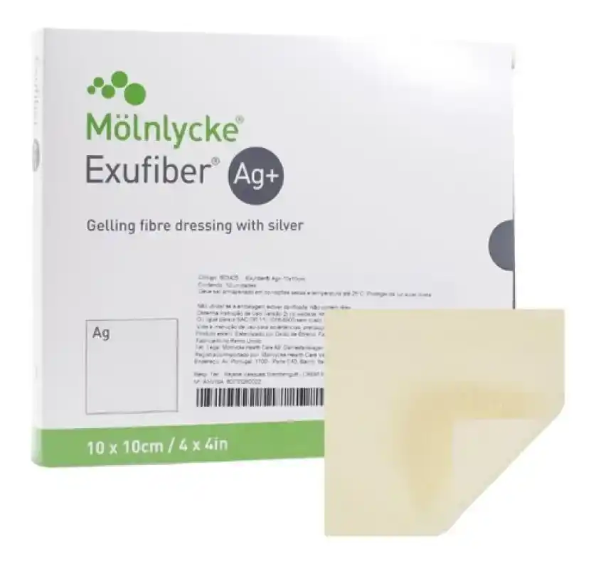 Curativo Exufiber Ag+ 10 cm x 10 cm Molnlycke