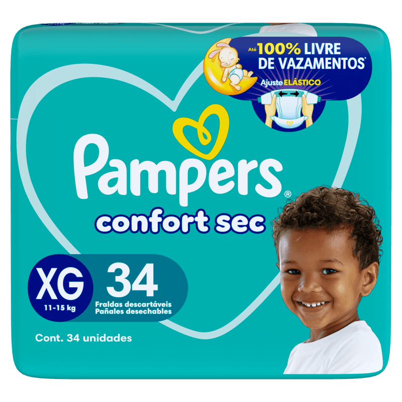 Fralda Pampers Confort Sec XG 34 Unidades - Conforto e Proteção