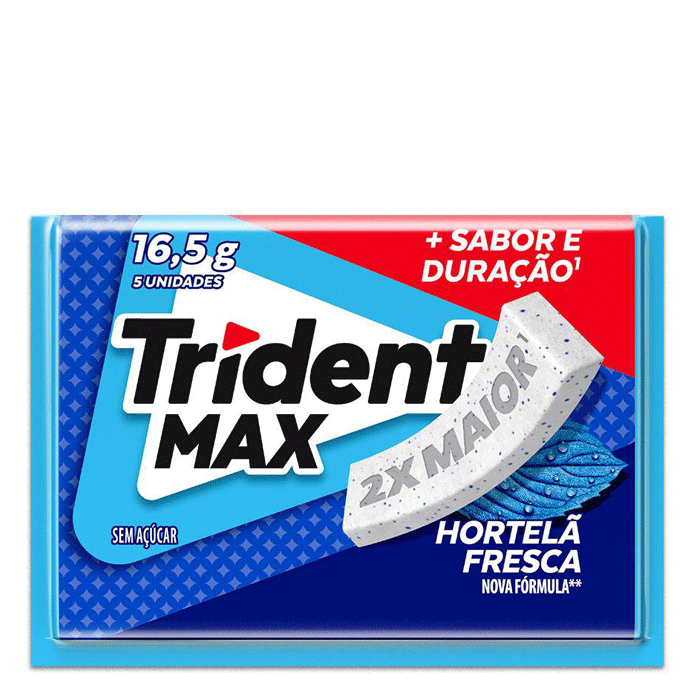 Trident Max Hortelã Fresca - Refrescância em 16,5g